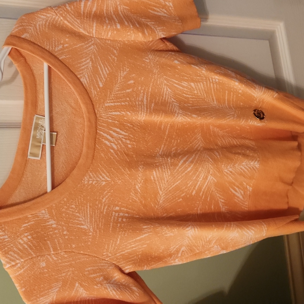 Michael Kors Tangerine Patterned Knit Top
